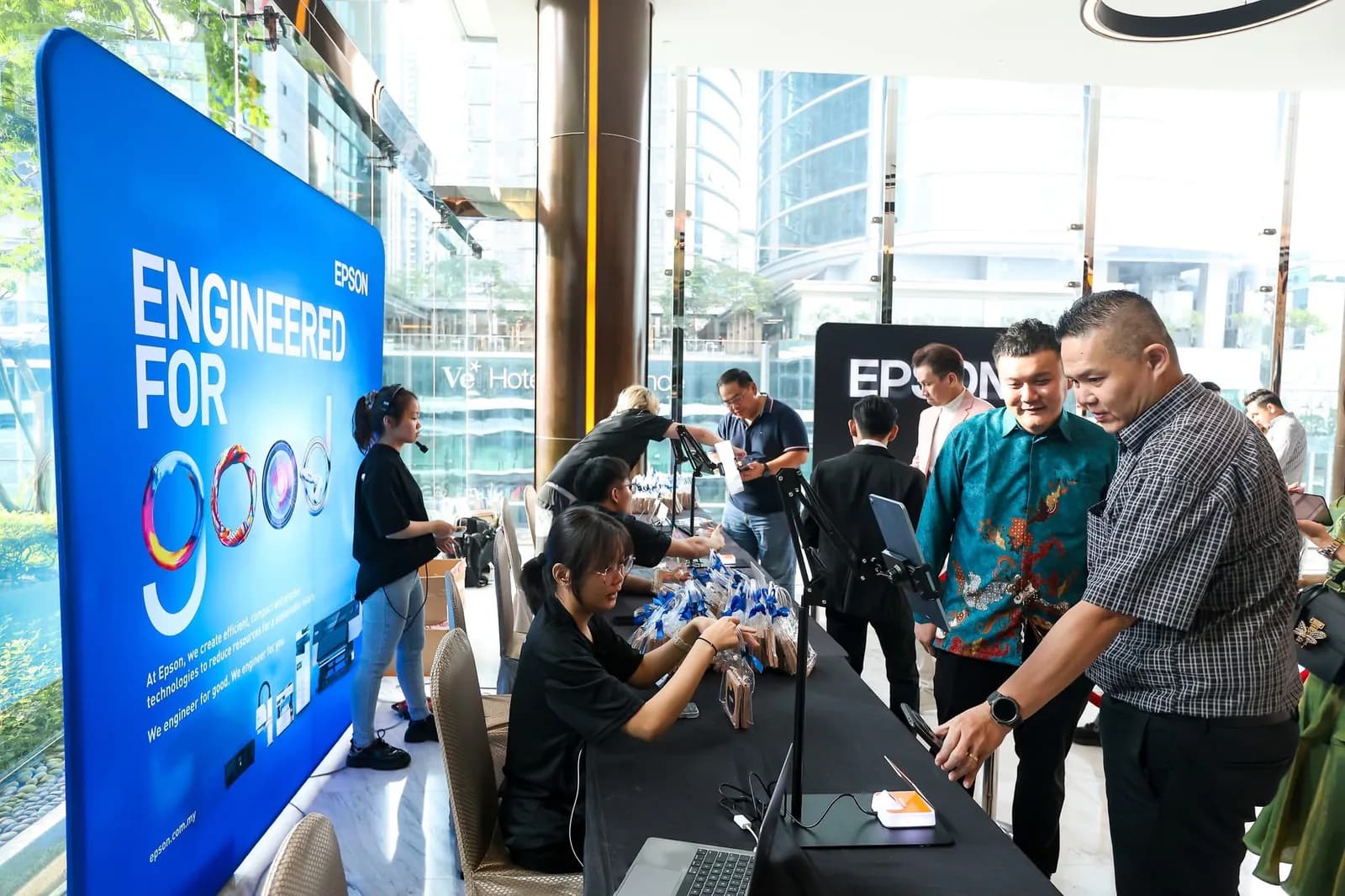 An event registration area using the Evenicode check-in setup.